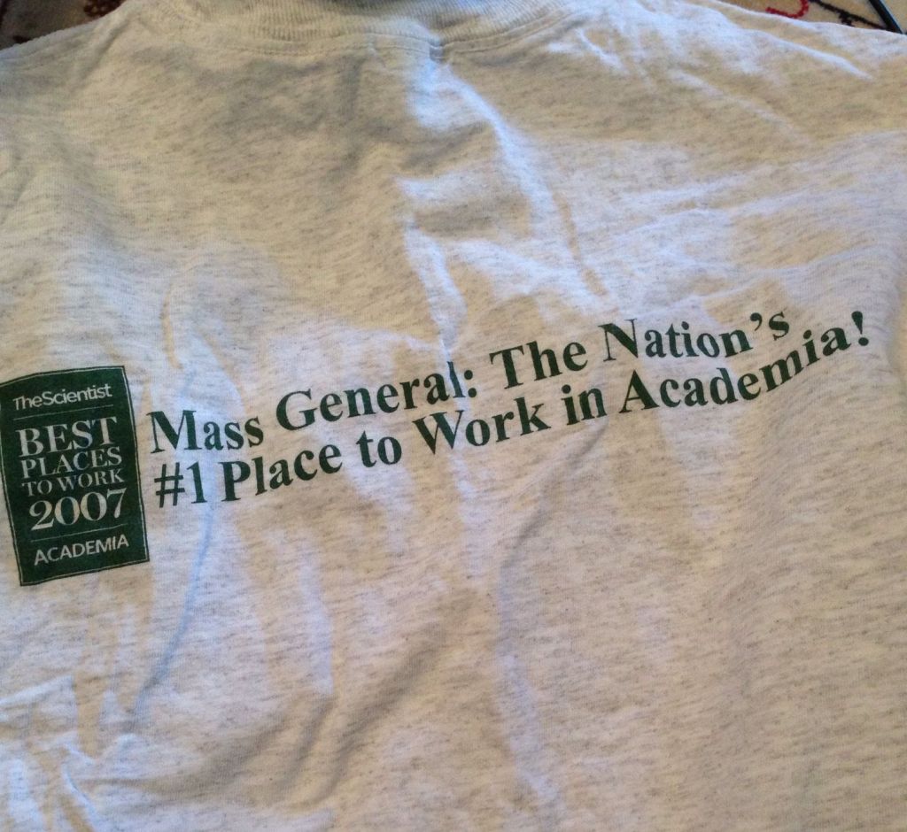 photo of a shirt i got working at massachusetts general hospital